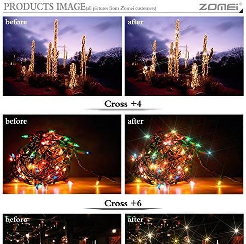 Zomei 52MM 3 Pieces +4 +6 +8 Points Star Filter Lens Filters Kit for Nikon D3300 D3200 D3100 D3000 D5300 D5200 D5100 D5000 D7000 D7100 DSLR Camera...