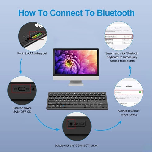 Bluetooth Keyboard for Mac Ultra-Compact Wireless Keyboard, Compatible with MacBook Pro/Air, iPad Laptops and PCcompatible Windows Android (Black)...