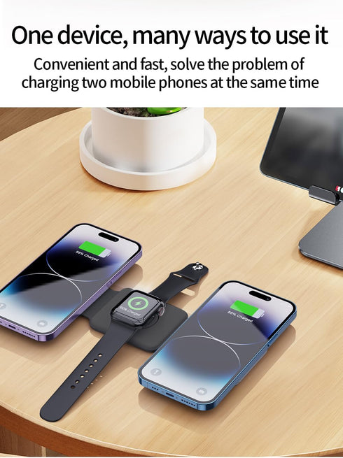 3 in 1 Charging Station for Apple,Magnetic Foldable Charger for Travel,Wireless Charger Pad for iPhone 15/14/13/12/Pro/Max/Mini,iWatch Ultra/SE/9/...