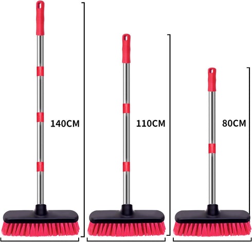 Deck Scrub Brush with Long Handle - 54" Floor Scrub Brush, Adjustable Long Handled Shower Cleaning Brush Garage Floor Scrub Brush for Cleaning Bat...