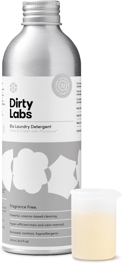 Dirty Labs | Scent Free | Bio-Liquid Laundry Detergent | 32 Loads (8.6 fl oz) | Hyper-Concentrated | High Efficiency & Standard Machine Washing | ...