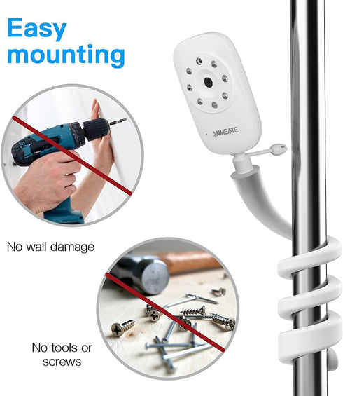 Flexible Twist Mount for ANMEATE SM24 /Babysense V24US /GoodBaby UU24 Video Baby Monitor Without Tools or Wall Damage...