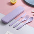 Reusable Travel Utensils Set with Case, 2 Sets Wheat Straw Portable Plastic Fork Spoons Knife Camping Cutlery, Eco-Friendly BPA Free Lunch Tablewa...