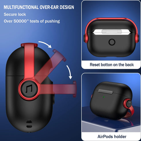 R-fun Airpods Pro Case (2nd/1st Gen,2023/2022/2019) with Secure Lock & Cleaning Kit, Music Headset Earphone Protective Case Cover Compatible with ...
