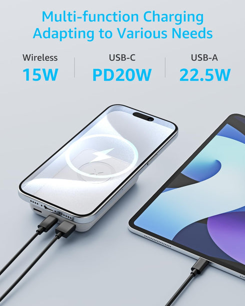 LL TRADER 008 Magnetic Wireless Power Bank 10000mAh Portable Charger Battery Pack Compatible with MagSafe for iPhone 12/13/14/15 Series (White)...