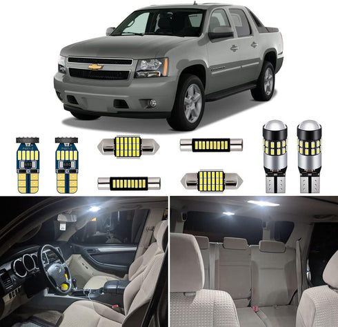 14 Piece White Interior LED Lights Kit for Chevrolet Chevy Avalanche 2007 2008 2009 2010 2011 2012 2013 2014 Super Bright 6000K Interior LED Light...
