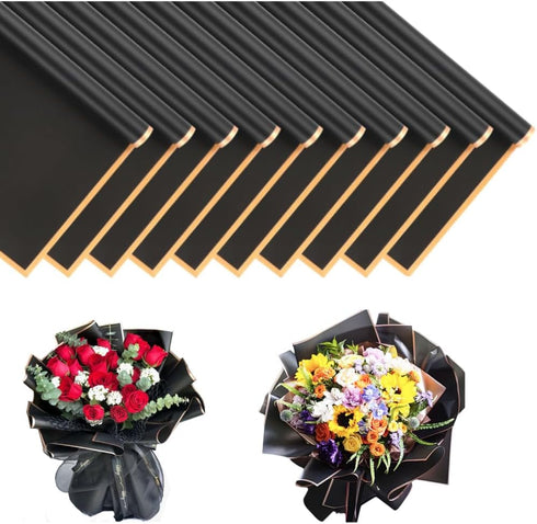 JPORSHU 20 Sheet Gold Edge Flower Wrapping Paper?Waterproof Floral Bouquet Wrapping Paper Florist Bouquet Supplies for DIY Crafts Packaging Bouque...