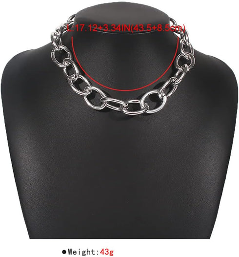 Punk Chain Choker Necklace Chunky Curb Link Chain Necklace Dainty Silver Necklace Accessories for Women Girls...