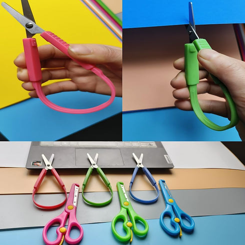 Loop Scissors for Children and Teens,Preschool Training Scissors,Children Safety Scissors,Easy-Open Squeeze Handles, For Special Needs (6-Pack)...