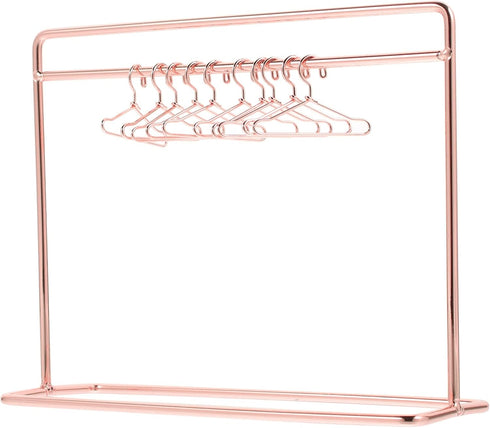 Toddmomy 1 Set Mini Doll Clothes Rack Mini Doll Clothes Hanger Doll Garment Rack with Hangers Miniature Metal Doll Hangers Doll Wardrobe Furniture...