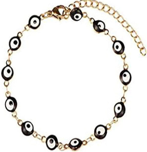 Colorful Lucky Evil Eye Bead Bracelet Choker Necklace Jewelry Set Rainbow Link Chain Protection Amulet Collar Necklace for Women Men Good Luck Jew...