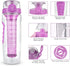 Opard Water Bottle with Time Marker, 30 oz Sports BPA Free Plastic Reusable Fruit Infuser Water Bottles with Handle, Leak Proof Flip Top Lid, Infu...