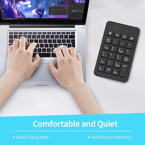 Wireless Number Pad with Battery, Enhanced Efficiency with 23 Keys Numeric Keypad Upgraded Version of 10 key USB Keyboard Financial Accounting Num...