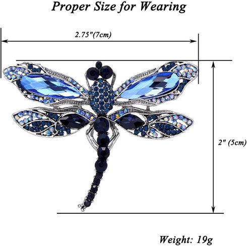 Dragonfly Brooch Rhinestone Crystal Brooch Animals Pin for Women Jewelry Outfits Decoration Blue...
