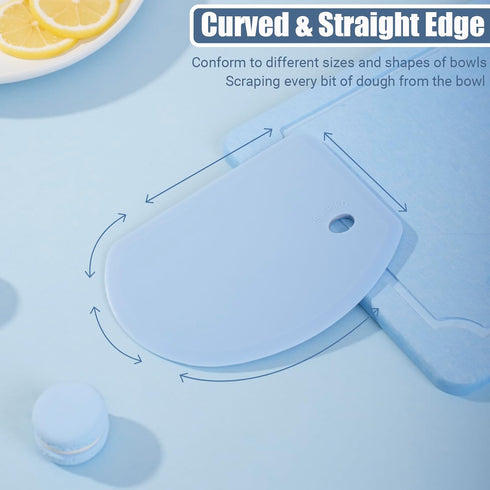 Silicone Dough Scraper with Stainless Steel Sheet, Curved Edge Flexible Bowl Scraper for Baking, Food Grade Silicone Bench Scraper for Sourdough B...