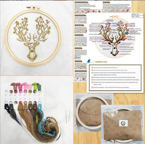 Meecaa Black White Cat Greenery Pet Embroidery Kit Starter Set, Hand Embroidery Set,Pattern Printed Cross Stitch Set for Beginner Adults, with Emb...