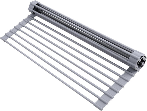 Ohuhu Roll Up Dish Drying Rack, Over The Sink Multipurpose Roll-Up Dish Racks, 16.5" W x 13" L Rolling Heat-Resistant Anti-Slip Silicone Coated Di...