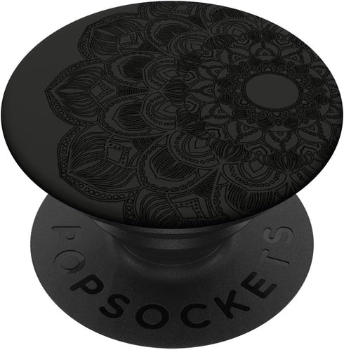 Black Carnation Mandala Floral Lotus Retro Art Zen Yoga Gift PopSockets Adhesive PopGrip...