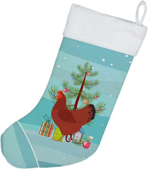 Caroline's Treasures BB9210CS New Hampshire Red Chicken Christmas Christmas Stocking, Teal Fireplace Hanging Stockings Christmas Season Party Deco...