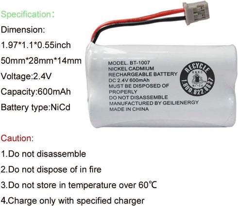GEILIENERGY BT1007 BT-1007 BBTY0651101 Battery Compatible with BT904 BT-904 BT1015 BBTY0460001 BBTY0510001 BBTY0624001 BBTY0700001 HHR-P506, HHR-P...