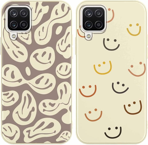 2 Pack Happy Smiley Face for Samsung Galaxy A12 4G 6.5 Inch Phone Case,Aesthetic Cute Smile Design Cases Soft Silicone Slim TPU Shockproof Protect...
