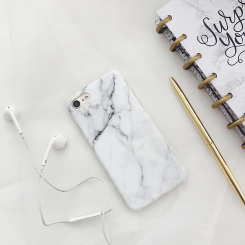 for iPhone 8 Case, iPhone 7 Case, iPhone SE Case, White Grey Marble Pattern Design, Slim Fit Soft TPU Full-Body Protective Cover Case for iPhone S...