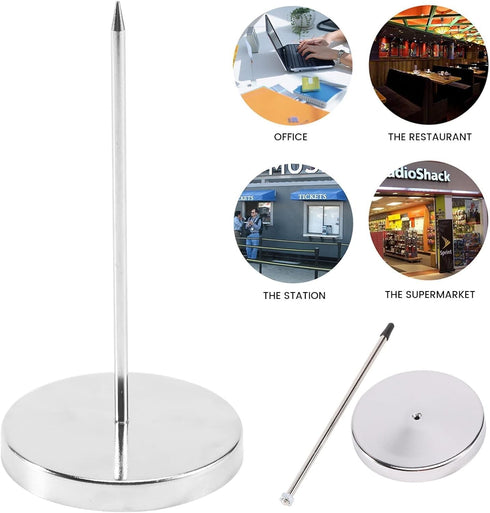 Silver Safe Memo Holder Spike Stick for Bill Receipt Note Paper Order Office Desk Office Memo Holders Memo Holders Desk Accessories and Workspace ...