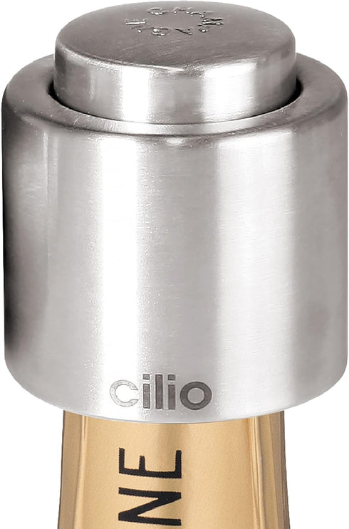 Cilio Stainless Steel Champagne Sealer, Bottle Stopper for Sealing Champagne Bottles Large...