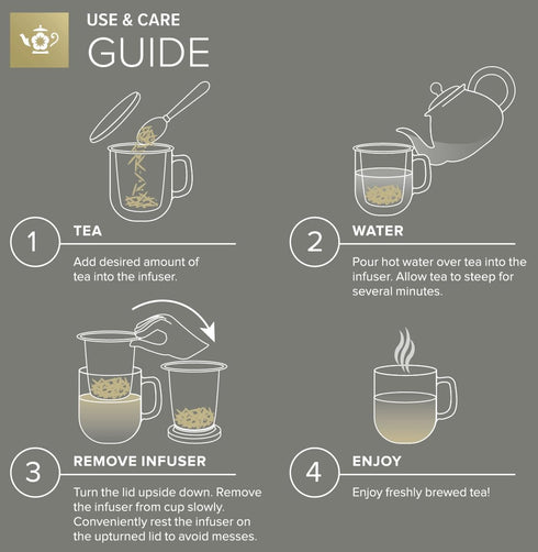 Teabloom Premium Borosilicate Glass Mug with Stainless Steel Loose Leaf Tea Infuser and Lid/Dish - 12 Ounces (350 mL)...