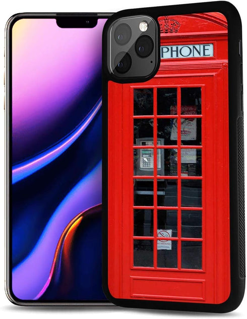 for iPhone 11 Pro Max, Durable Protective Soft Back Case Phone Cover, HOT12016 Red Phone Booth...