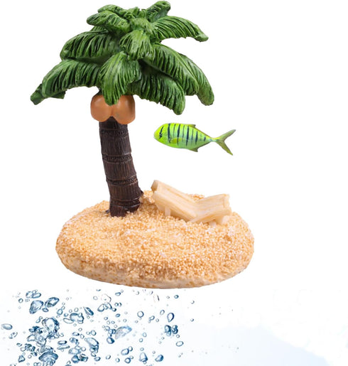 Fish Tank Coconut Tree Decoration, Aquarium Coastal Aquascape Decoration, Exquisite Aquarium Decoration, Fish's Best Friend.Green...