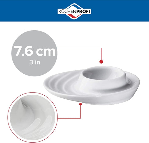 Set of 2 Egg Cups with Oval Base, White Porcelain Egg Holders for Hard or Soft Boiled Eggs, 3.5-Inch by 4-Inch...