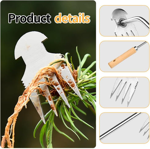 Hand Weeder Tool, Stainless Steel 2 Pcs Weeder Tool for Garden and Farm,Weeding Tool for Gardening,Garden Weeder, Weed Pulling Tool, Weed Puller T...