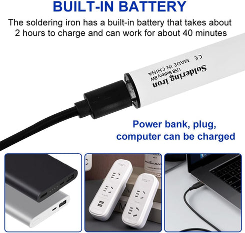 Cordless Soldering Iron Kit, USB Rechargeable Compact DIY Soldering Iron Kit with Solder Wire, Electric Soldering Gun Pen Kit for Home Appliance R...