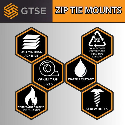 GTSE 100 Pack Of Black Screw Mounts, Zip Ties Up To 0.35" Wide, Saddle Type Zip Tie Anchors...