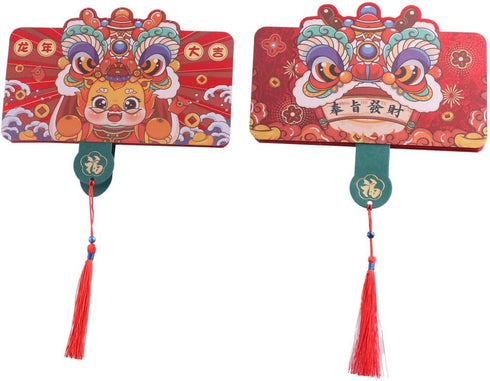 2 Pack Chinese Red Envelopes,2024 Chinese New Year Red Envelopes,Dragon Year Envelope Lucky Money Envelopes, 6 Card Slot Fodable Best Wishes Red E...