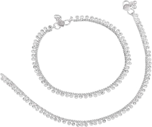 Efulgenz Indian Anklets for Women Crystal Anklet for Women Silver Indian Anklets Silver Payal for Women Oxidised Silver Jewelry Set Indian Anklet ...