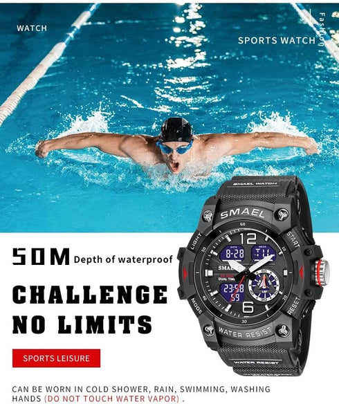 AIMES Men's Watches Outdoor Sports Waterproof Military Watch Tactical Digital Analog Wrist Watch Date Multi Function Led Large Face Alarm Stopwatc...