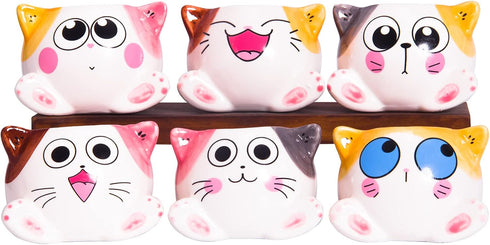 Cute Succulent Pots with Drainage Cat Planters for Indoor Plants 3.4 Inch Tiny Animal Planters Mini Cat Pots Small Ceramic Flower Pots Cartoon Cac...
