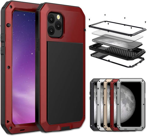 Marrkey for iPhone 11 Pro Max Case,Full Body Protective Cover Heavy Duty Shockproof Tough Armour Aluminum Alloy Metal Case with Silicone Built-in ...