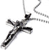 COOLSTEELANDBEYOND Stainless Steel Gothic Crucifix Cross Necklace Pendant Necklace with 30 Inches Steel Ball Chain...