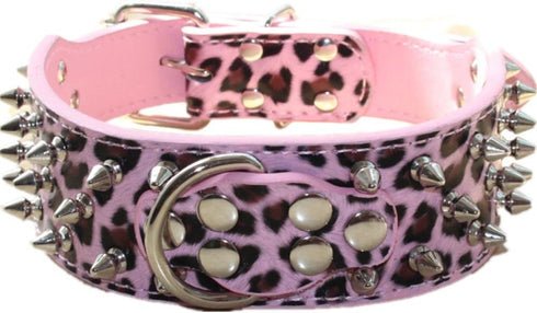 Spiked Studded Dog Collar, PU Leather Dog Collar, Adjustable Pet Collars for Medium or Large Breed Pet (XL, Leopard1)...