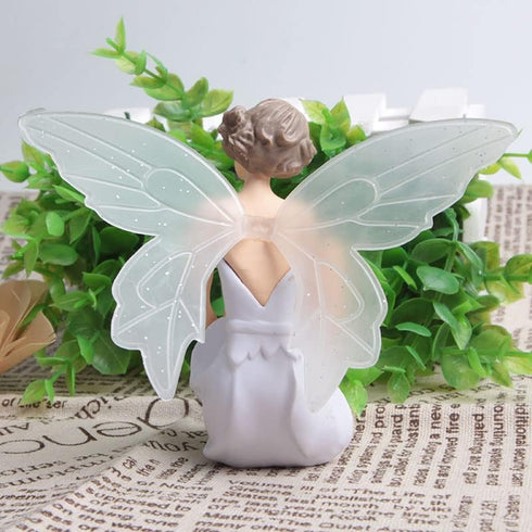3 PCS Resin Toy Figures Cartoon White Angel Doll Garden Ornaments Flying Flower Fairy Car Cake Décor...