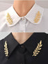 yueton?2 Pairs Metal Golden and Silver Leaves Brooch Suit Shirt Collar Decoration Parts...