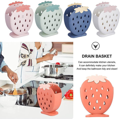 AKOAK 1 Pack Strawberry Chopsticks Stand, Cutlery Storage Box, Suitable for Storing Spoons, Chopsticks, Spoons, Knives and Other Kitchen Utensils ...