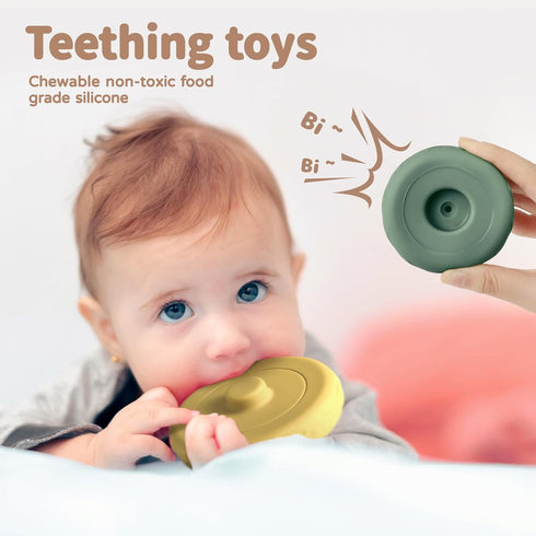 Mini Tudou 6 Pcs Stacking & Nesting Circle Toy,Soft Building Rings Stacker & Teethers,Squeeze Play with Early Educational Learning Stacking Tower,...