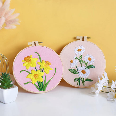 Louise Maelys 4 sets Floral Embroidery Kits for Beginners,Cross Stitch Kit for Adults,DIY Needlepoint Kits for Starters including embroidery cloth...