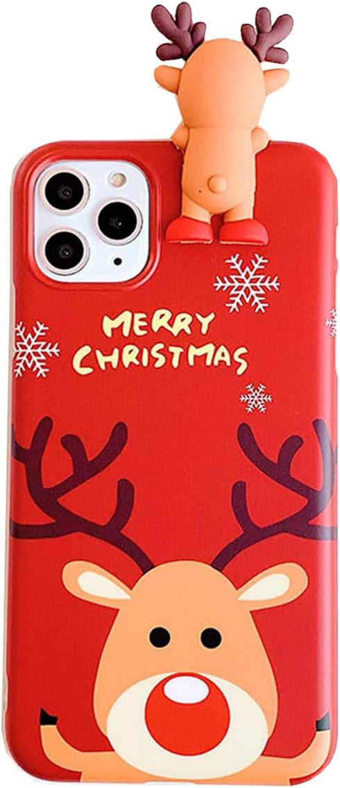 Christmas Case for iPhone 15 Pro Max, Merry Christmas 3D Cute Snowman Santa/Elk Antlers Deer Soft Silicone TPU Shockproof Protective Case for Wome...
