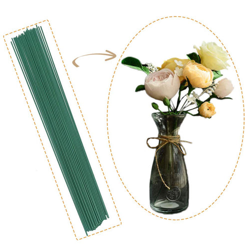 200 Pcs 22 Gauge Floral Stem Wire, 16 Inch Dark Green Floral Wire for Artificial Flower Arrangements, Bouquet Stem Wrapping, Wreath Making...