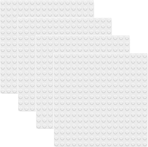 BOROLA Classic 10" x 10" Base Block Plate Compatible with All Major Brands Style Bricks (Only with Bigger Size Blocks) 4Pcs, White...